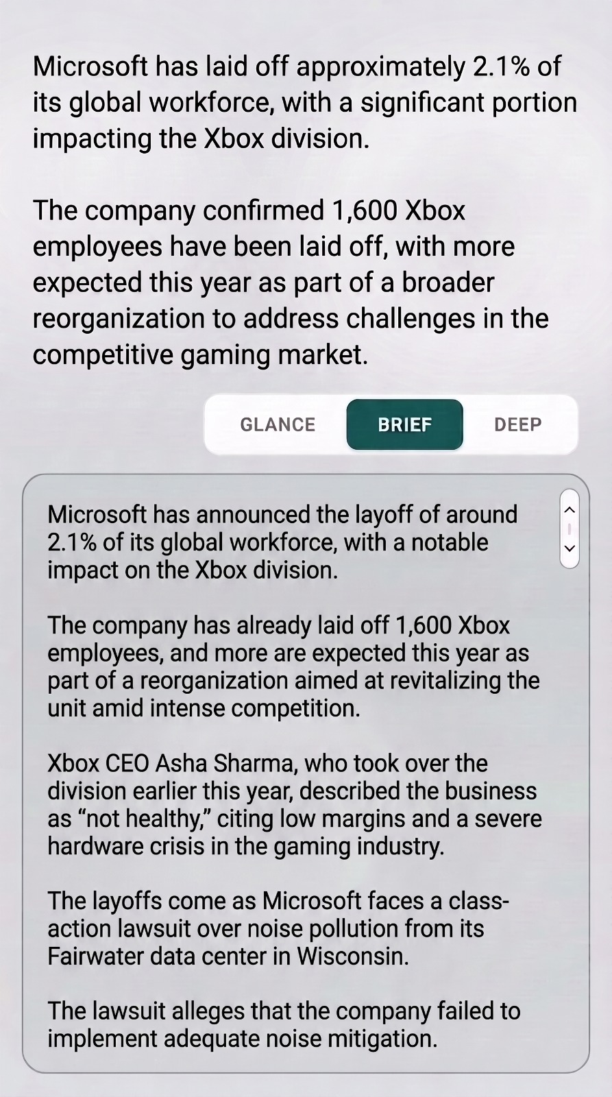 Smartphone screen content